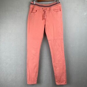 Splendid Coral Pink Cotton Stretch Y2K Jogger Pants S/P Striped Elastic USA Rare